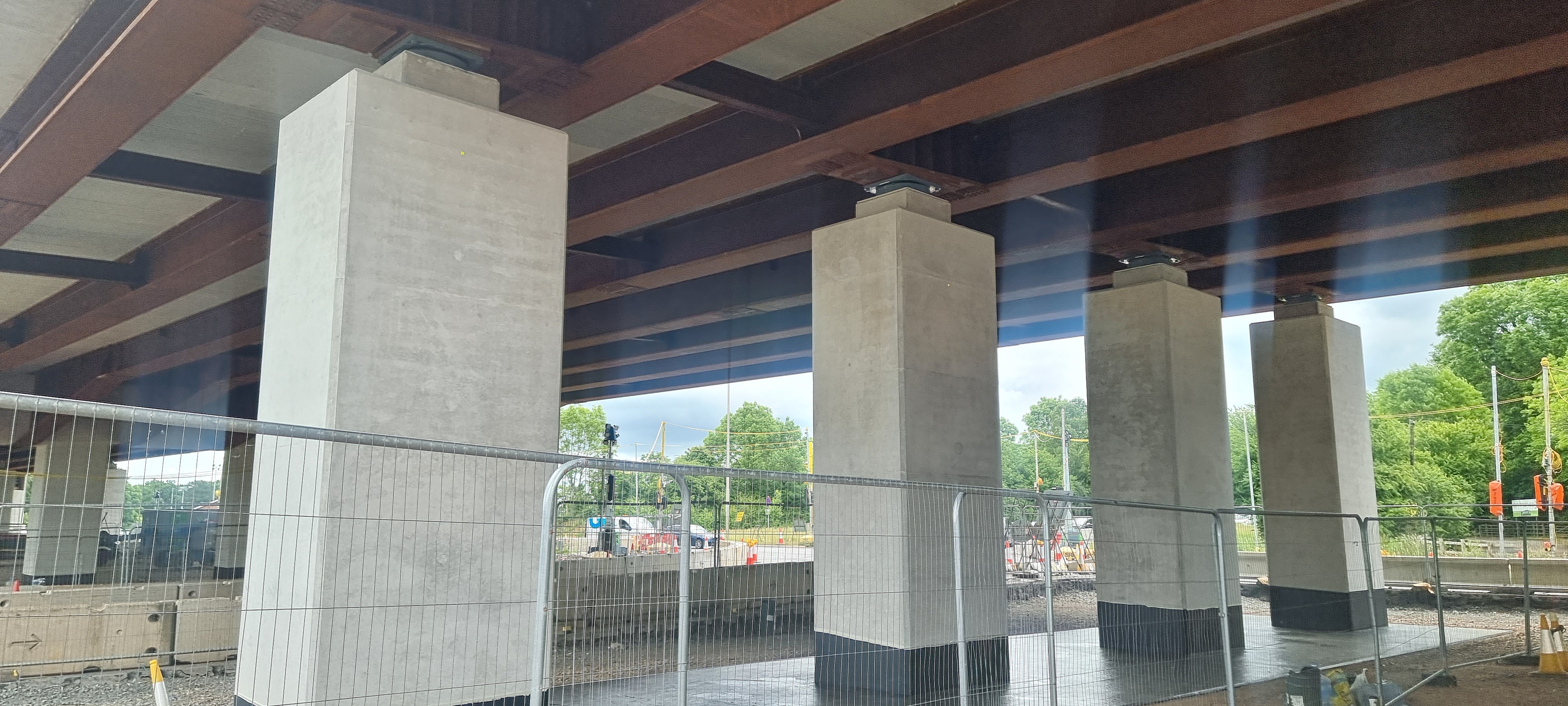 Completed flyover — underside showing piers and deck