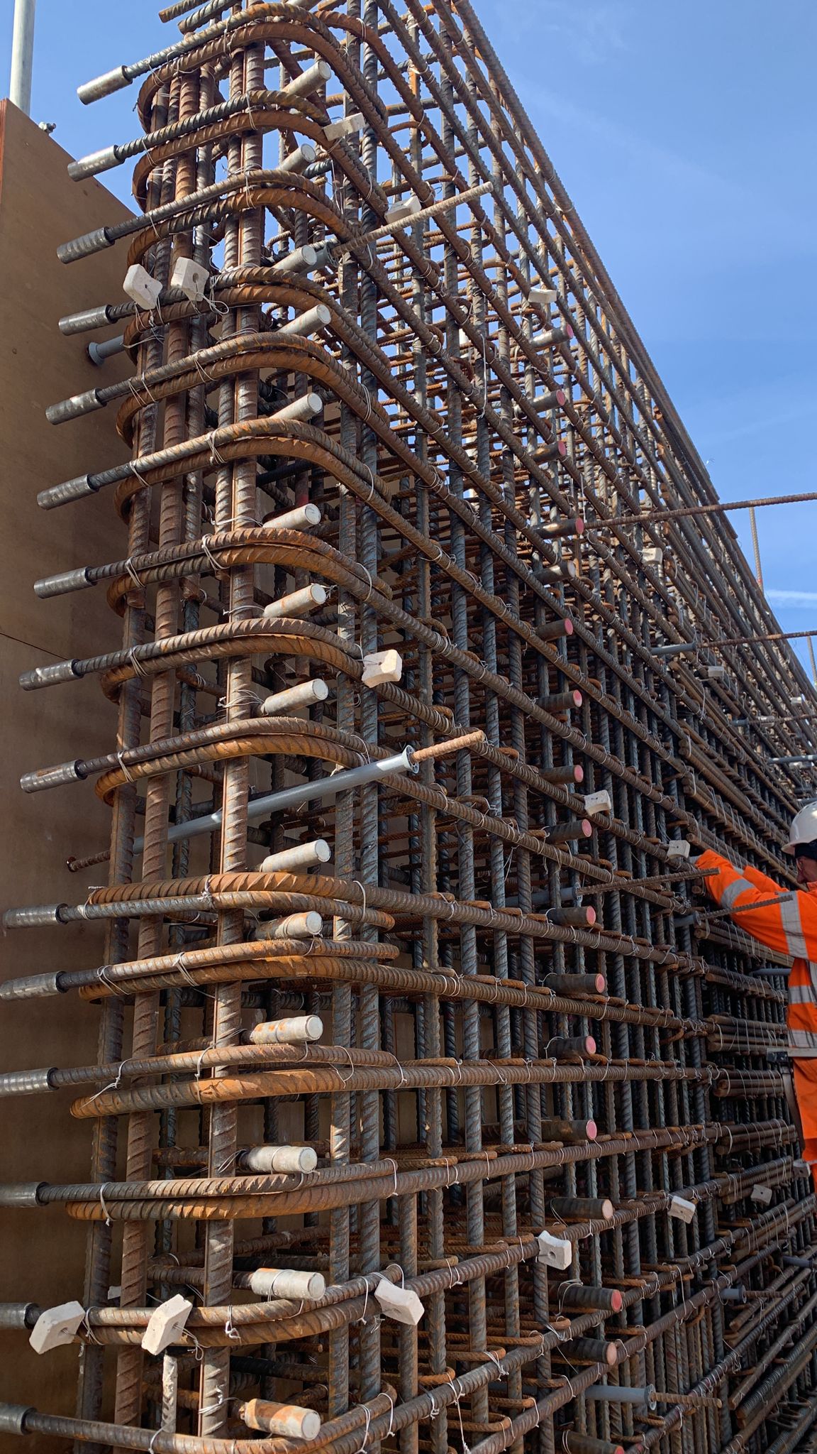 Complex rebar detailing close-up